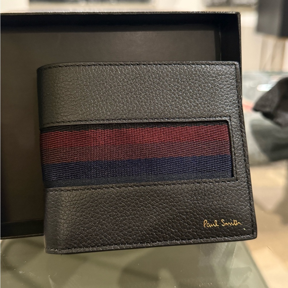 Paul Smith Black and Red Leather Wallet with Textured Finish